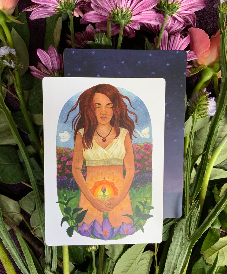 Card set for pregnancy & femininity Connection and inner strength 40 motifs booklet, touching art for women image 4