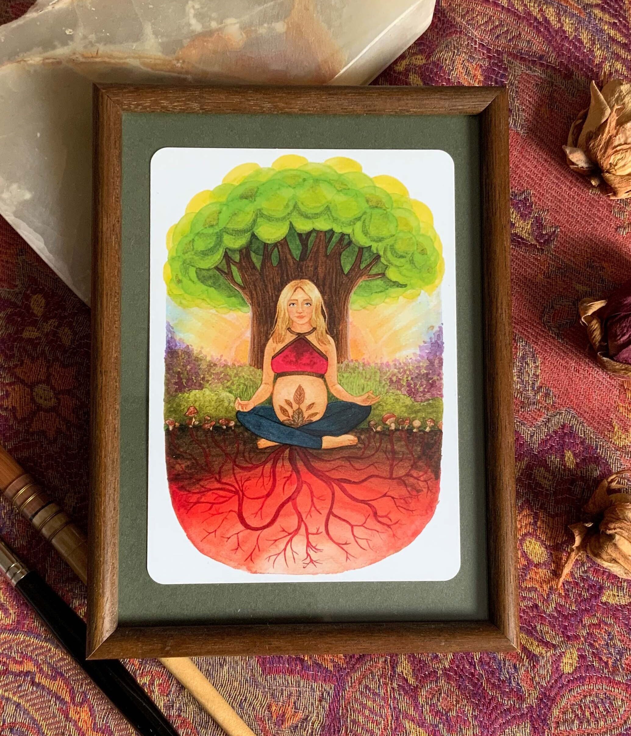 Power card for birth and pregnancy "Grounding" accompanying + strengthening - Postcard A6 with watercolor illustration