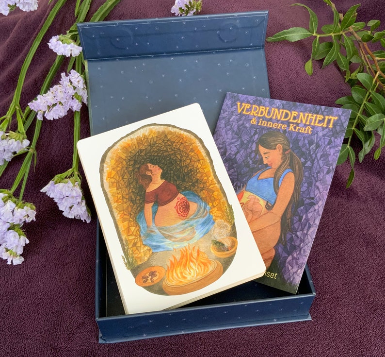 Set de cartes grossesse & féminité Connexion et force intérieure 40 motifs livret, art touchant pour femme image 2