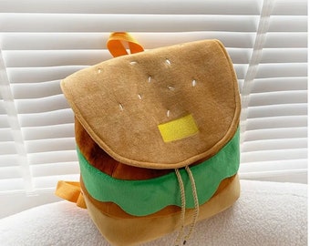 Hamburger Backpack Soft, Kawaii, Cute, Comedy, Funny, Meme For Anyone