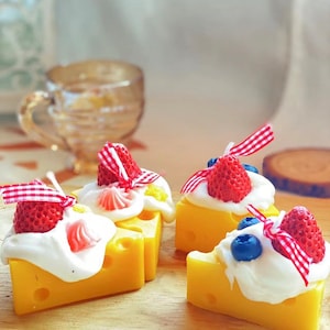 Cheese Candle-Dessert Candle-Gift-Home Decoration-Food Candle-Unique Gift for Cheese Lovers-Birthday Gift-Graduation Gift-Scented Candle