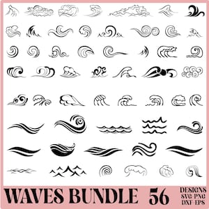 50 Wave SVG Bundle | Ocean Waves Cut Files | PNG, DXF | Commercial Use | Instant Download