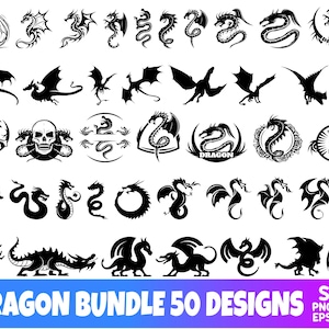 Dragon SVG Files – Digital Download, Vector, Clipart  Laser Cut for Vinyl & Paper