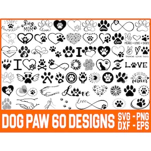 Paw Print SVG, hond poot print SVG, hond poot SVG, Pet Paw SVG, hondenliefhebber SVG print, Animal Paw SVG, puppy SVG, hart Paw print, Cat Paw SVG