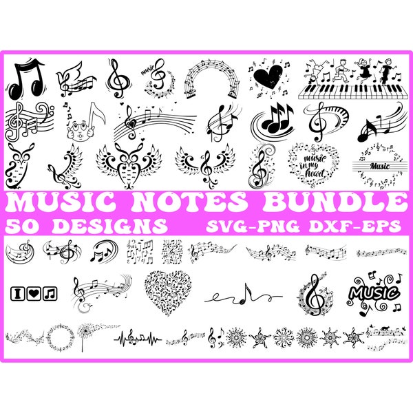 Music Notes SVG Musical Notes Clipart Music Lover Svg ,music teacher svg,Treble clef Svg,Cricut ,Music symbols Svg
