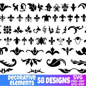 Decorative Elements SVG Bundle, Dividers Borders, Text Divider, Arrow, Border, Wedding, Dxf, Png, Cricut, Silhouette
