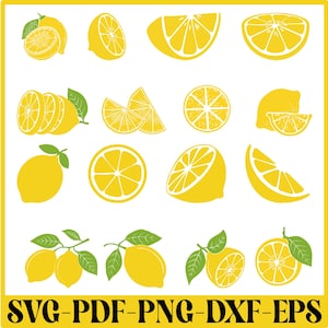 Lemon SVG Cut File, Summer Lemonade SVG, Beach Clipart, Cricut Silhouette Printable, Sublimation Design