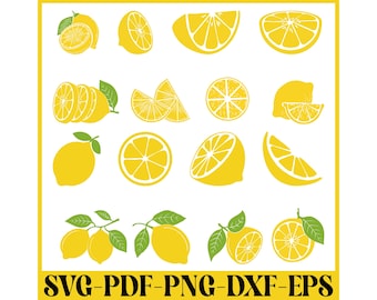 Lemon SVG Cut File, Summer Lemonade SVG, Beach Clipart, Cricut Silhouette Printable, Sublimation Design