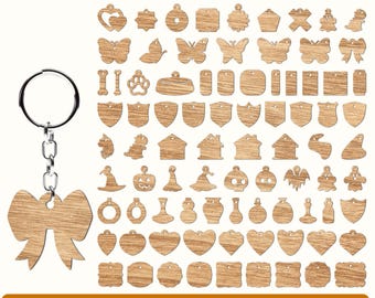 200 Keychain Design Laser Cut Files, Keychain Cutting Template, Keychain Svg Files, Glowforge Cut Files, Laser Cut Files