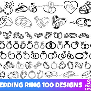 Wedding Ring SVG Files, Engagement Ring SVG Vector Files, Groom and Bride Vector, Diamond ring svg, Wedding Svg, Marriage Svg, Silhouette