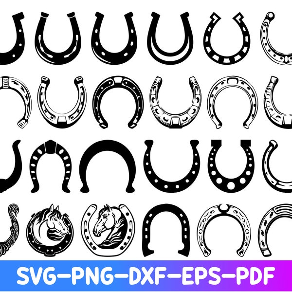 Lot de fer à cheval Svg, fer à cheval coupe fichiers, fichiers vectoriels fer à cheval, fer à cheval vecteur, clipart fer à cheval, fichiers DXF, Saint-Patrick