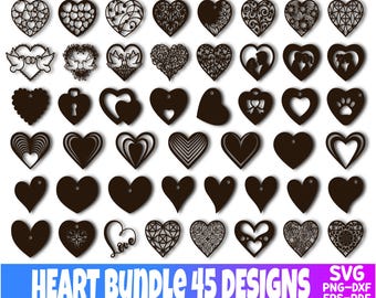 Hearts Valentine's Day Svg Bundle, Valentine's Day Laser Cut File, Valentines Gift, Heart SVG File, Hearts Valentine's Day Laser Cut