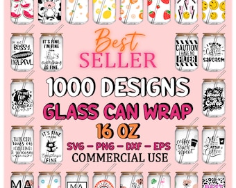 Glass Can Svg Bundle, 16oz Glass Can Bundle, Glass Can Svg, Libbey Glass Can Svg, Beer Can Glass Svg, can wrap svg, coffee wrap