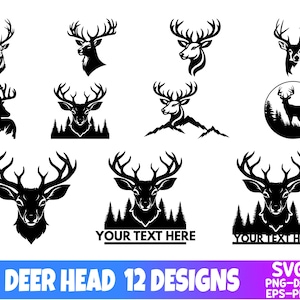 Deer Dxf , Svg , Png , Files , Deer Head , Wall art , Laser cut , Dxf , Svg , cut , head , For Cnc , Laser , Plasma , Glowforge