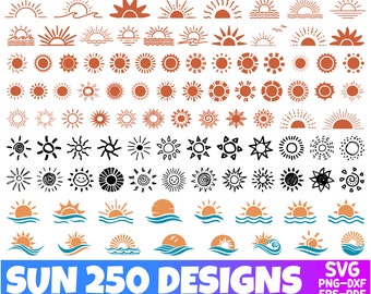 Sun svg , Sun svg for Cricut , Sunrise svg , Sunrise Clipart , Sunrise Cut File , Sun svg Bundle , Sunset svg , Sunrise, Sunset silhouette