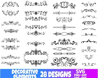Ornate Borders, SVG, PNG, JPG, Digital Cut File, Commercial Use, Instant Download, Divider Svg, Line Svg, Svg Bundle, Ready to Cut, Swirl