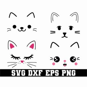 Cat face, Cute cat SVG, Bear Svg, Kawaii cat svg, Cat svg, Kitten SVG, Cute Kitty Eyelashes, Baby cat head, Kawaii Birthday Girl svg