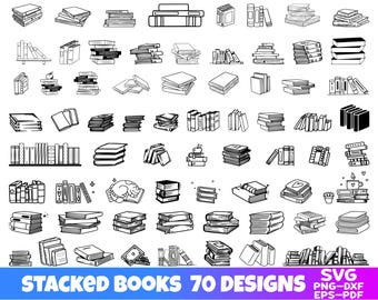 Stack of books Svg, BOOKS SVG, Book Cricut, Library Clipart, Book Svg Cut Files, book svg files, book svg laser