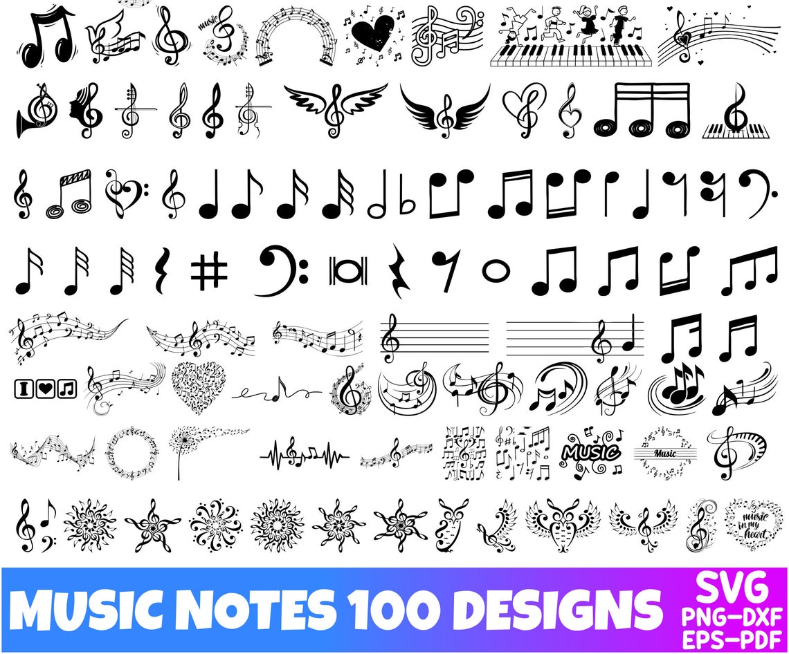 MUSIC NOTES SVG, Music Notes Bundle Svg, Music Notes Clipart , Music