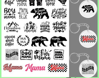 Mom keychain svg bundle,Mom Life Keychain,Mom Keychain Design,Round keychain svg saying,Key Ring svg,mom saying svg,DIGITAL DOWNLOAD
