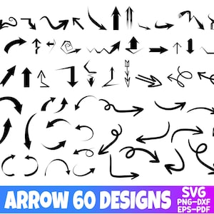Pijl SVG-bundel - rechts, links, handgetekende pijl clipart, vector, Cricut, silhouet