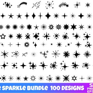 Star Svg Bundle, Sparkling Stars Svg Dxf Png Eps, Star Cut Files, Star Icons, Celestial Cricut, Clipart, Star Silhouette, Star Plotter file