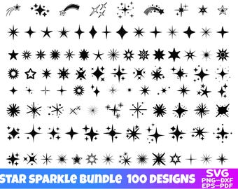 Star Svg Bundle, Sparkling Stars Svg Dxf Png Eps, Star Cut Files, Star Icons, Celestial Cricut, Clipart, Star Silhouette, Star Plotter file