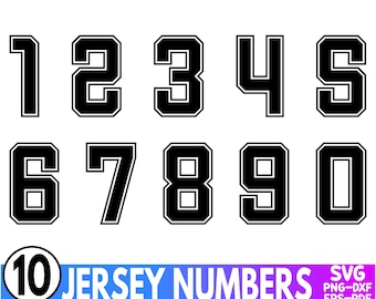 Jersey Numbers SVG, Sports Number Font, Athletic Numbers Cut File, Team Jersey SVG, Varsity Number PNG, Digital Download