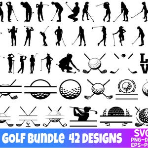Ensemble de golf PNG SVG | Svg monogramme golf | Svg monogramme fractionné | Cadre pour nom de golf| Svg club de golf | Balle de golf Svg | Fichiers Golf Cut