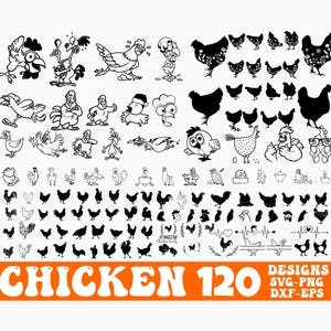 Plus de 120 poulets SVG dessinés à la main | de Coq, Poulet rigolo et amateur de poulet | Cricut, Silhouette