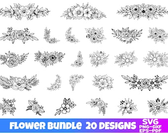 Flower Svg Files, Floral Svg, Flower Svg Bundle, Flower Border Svg, Corner, Flowers, Flower Cut Files, Svg Files For Cricut and Silhouette.