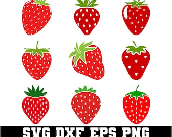 Truskawka SVG, Truskawka Plik Cięty, Truskawka Wektor, Truskawka Clipart, Cricut, Sylwetka, PNG