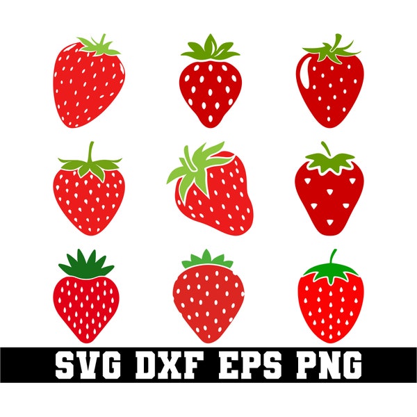 Strawberry SVG, Strawberry Cut File, Strawberry Vector, Strawberry Clipart, Cricut, Silhouette, PNG