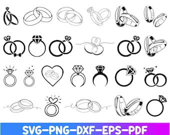 Wedding Ring SVG, Engagement Ring Svg, Wedding Ring Clipart, Wedding Ring Cut Files, Ring Silhouette, Files for Cricut, Wedding Ring Cricut