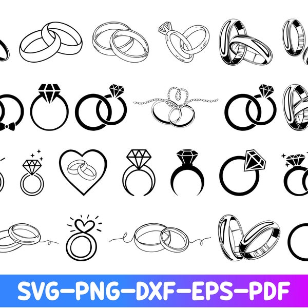 Wedding Ring SVG, Engagement Ring Svg, Wedding Ring Clipart, Wedding Ring Cut Files, Ring Silhouette, Files for Cricut, Wedding Ring Cricut