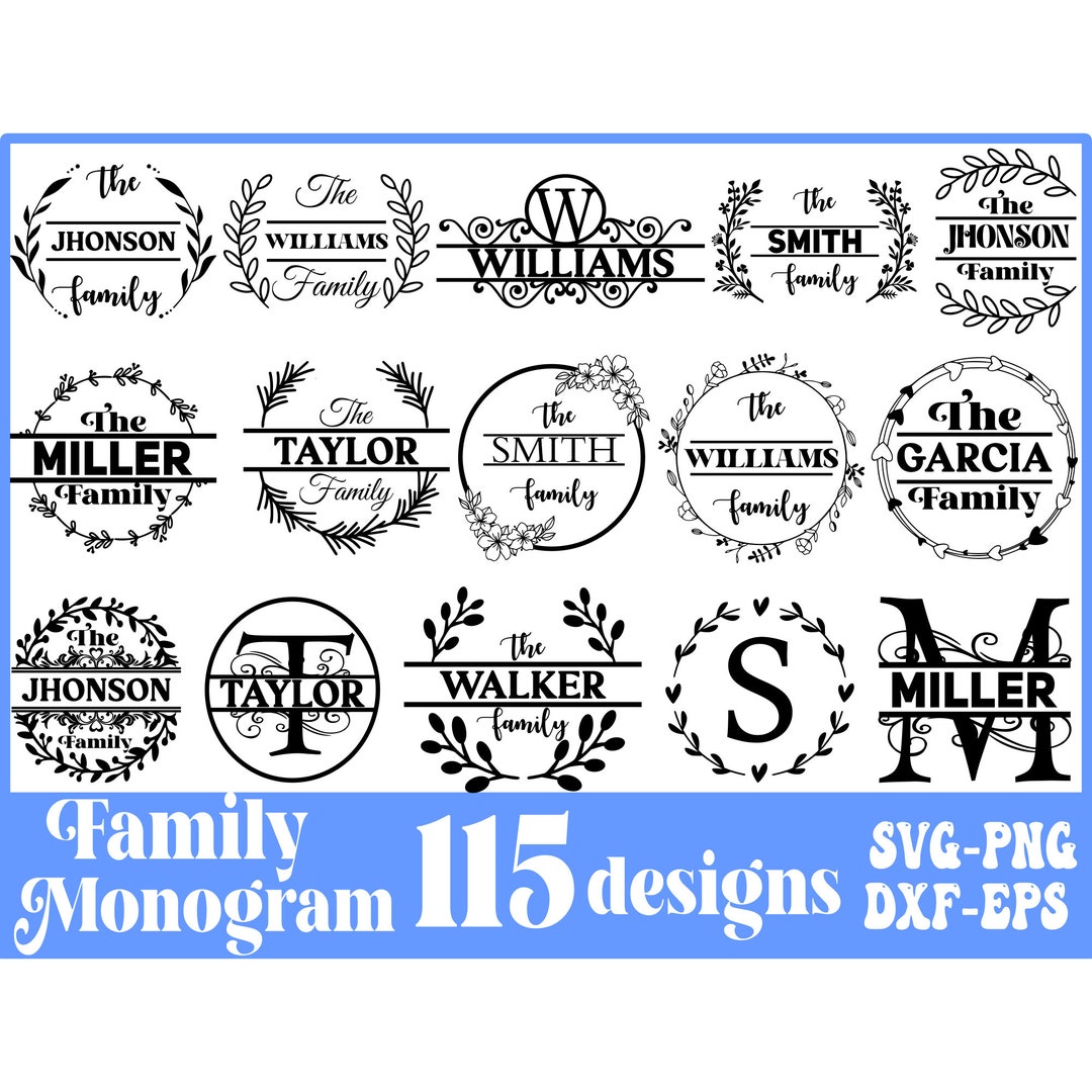 Family Name Monogram Svg ,family Name Sign Svg Bundle, Wedding Monogram ...