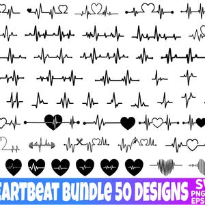 50+ bundle SVG BATTITO CARDIACO, Clipart BATTITO CARDIACO, file di taglio Svg battito cardiaco per Cricut, svg battito cardiaco