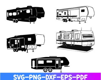 5th Wheel Travel Trailer SVG / Fifth Wheel RV Camper SVG / Camper - Cutting files for Silhouette Cameo & Cricut, svg, dxf, eps, png