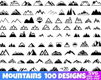 Mountains Bundle Svg, Mountain hand drawn, Forest Tree svg, File For Cricut, For Silhouette, Cut Files, Png, Dxf, Svg, Eps Files