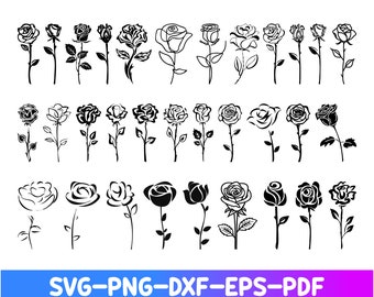 ROSE SVG Bundle, ROSES Svg Bundle, Rose Clipart Bundle, Rose Svg cut files for Cricut, Flowers Svg