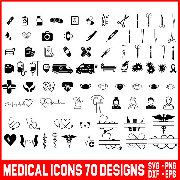 Medical Icons SVG Nurse Svg Bundle Doctor Svg Bundle Svg Cut Files Svg Files for Cricut Nurse Svg Health Care Svg Healthcare Worker Svg Png