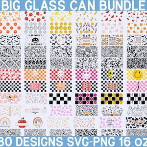 80 Libbey Glass Can Bundle - 16oz Glass Can svg, Libbey Glass Can Wrap, svg Files for Cricut & Silhouette Cameo, Glassware svg