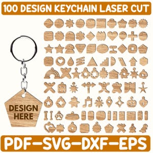 Keychain Laser Cut Files, Keyring Design Files For Laser Cutting, Keychain Glowforge Cut Templates, Keychain Svg, Svg For Cricut, DXF file