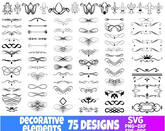 Decorative Elements Svg Bundle, Text Divider Svg, Elements Svg Bundle ...