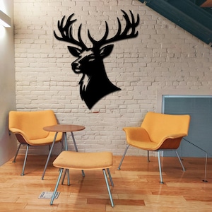 Deer Wall Art SVG PNG – Head Silhouette Cut File for Laser and CNC