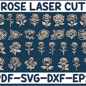 Roos dxf, SVG, png, bestanden, roos, muur, kunst, knippen, bestand, bloem, bloemen, voor, CNC, plasma, laser, Glowforge