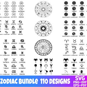 Sternzeichen SVG Bundle | Celestial Horoskop Cut Files, Sterne, Astrologie | T-Shirt, Becher Designs | Cricut, Scherenschnitt
