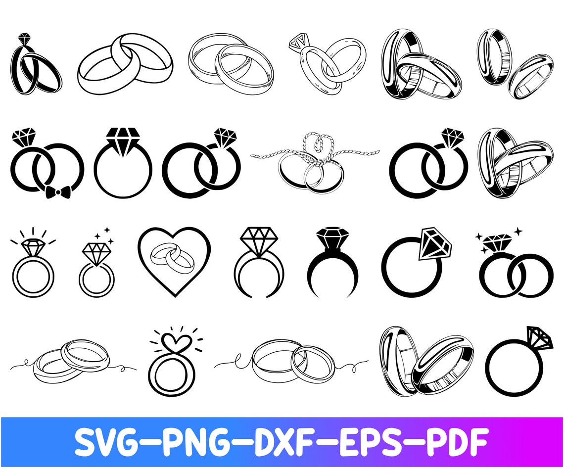 Wedding Ring SVG Files, Engagement Ring SVG Vector Files, Groom and ...