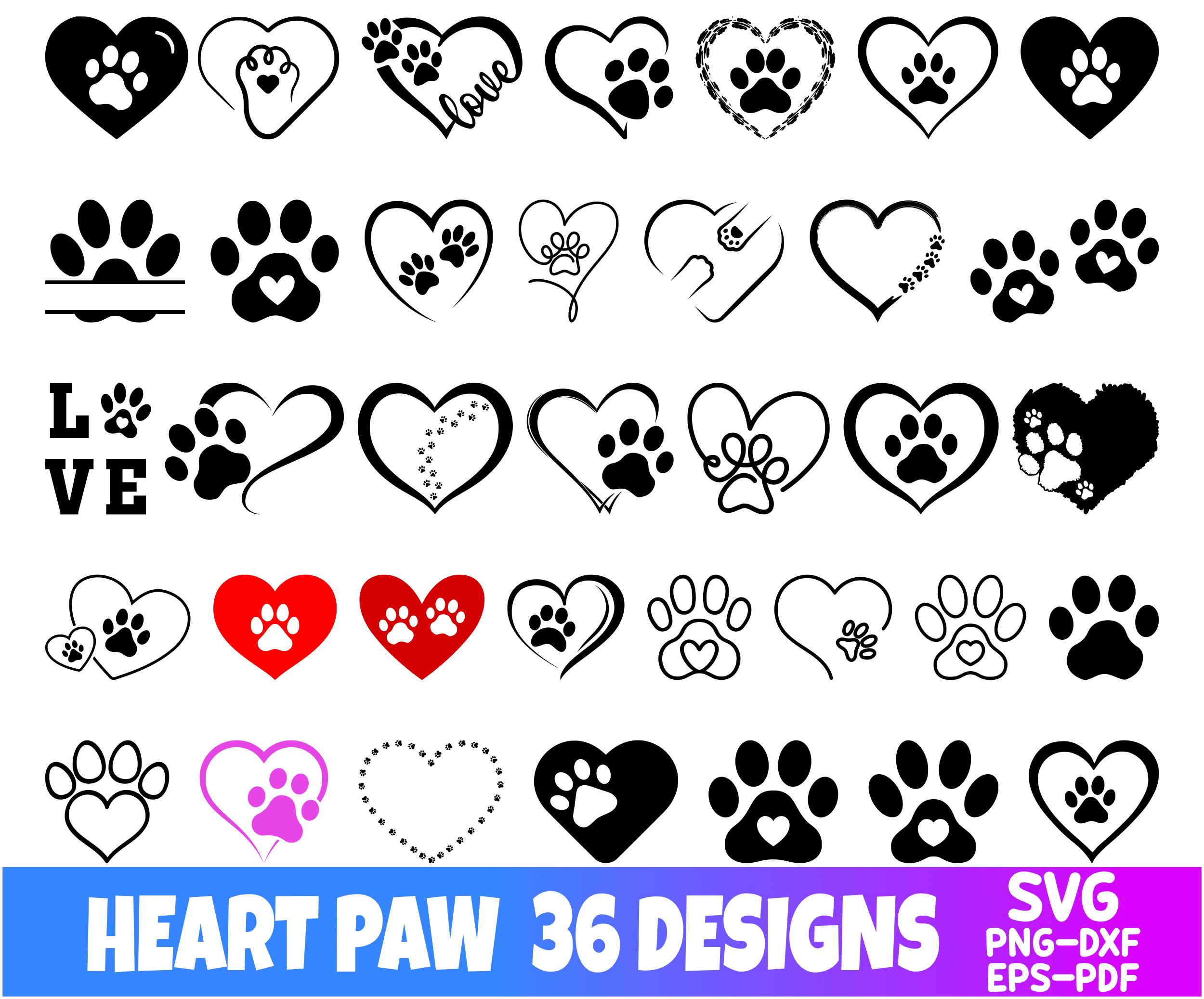 Heart Paw svg Bundle, Paw Print svg Bundle, Dog Paw svg, Custome Heart Paw svg, Dog Paw Cut File For Cricut svg, Paw svg, Digital Download