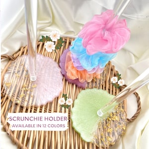 4 Pcs Adhesive Scrunchies Holder DIY Hair Accessories Organizer Clear  Glitter Wall Hooks Waterproof Scrunchy Storage Stick Scrunchies Holder  Organizer